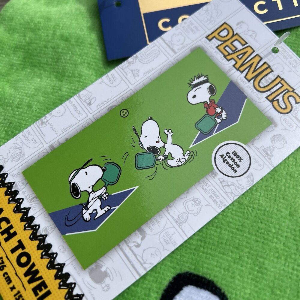 Peanuts Franco Snoopy PickleBall Summer Theme Beach Towel New 30”x60”